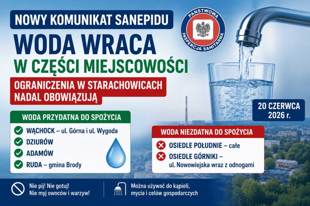 Nowy komunikat Sanepidu. Woda wraca w części miejscowości, ograniczenia nadal obowiązują w Starachowicach