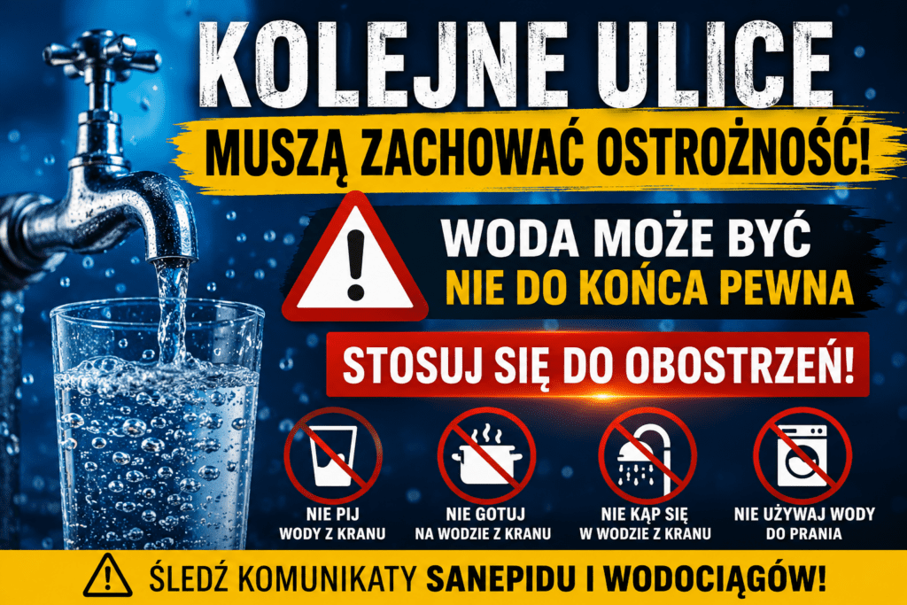Skażona woda! Sanepid: mieszkańcy kolejnych ulic powinni zachować ostrożność