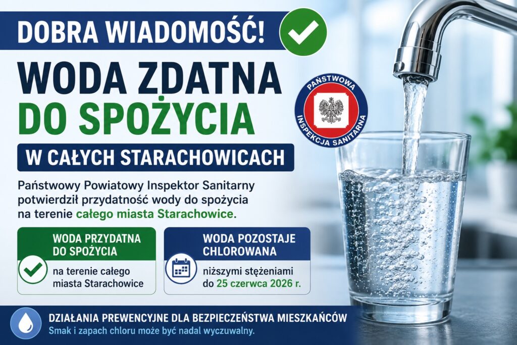 Sanepid potwierdził przydatność wody do spożycia na terenie całych Starachowic