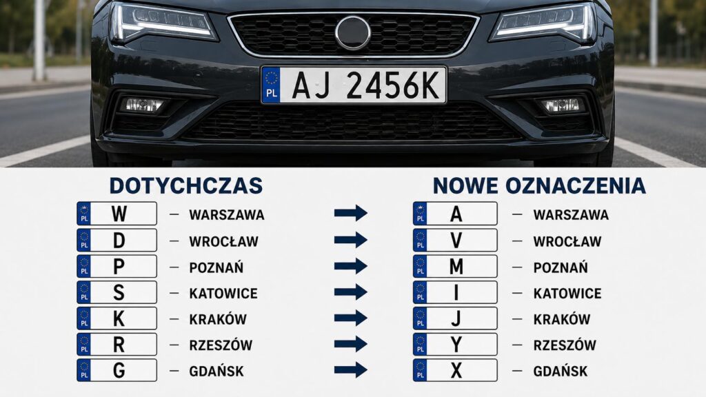 Dodatkowe litery na tablicach rejestracyjnych w 7 województwach w Polsce