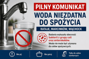 Woda niezdatna do spożycia w Wąchocku, Ratajach i Marcinkowie