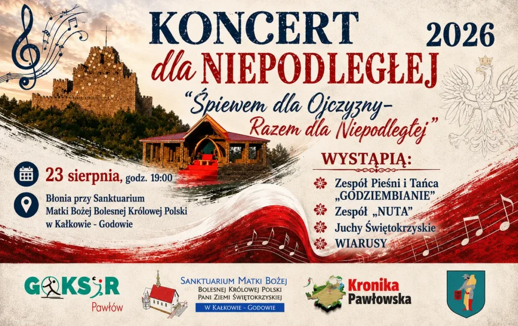 Wieczór patriotyczny z zespołami ludowymi na Błoniach w Kałkowie-Godowie