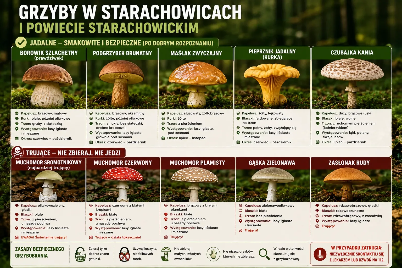 Bezpieczne grzybobranie w Starachowicach i powiecie starachowickim – poradnik na sezon 2026