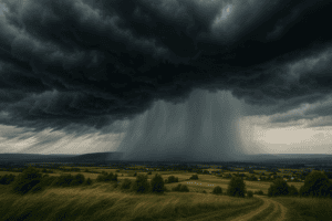 Mapa województwa świętokrzyskiego z ostrzeżeniami meteorologicznymi IMGW na upały i burze