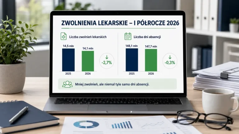 Mniej zwolnień lekarskich, ale podobna liczba dni nieobecności w pracy – dane ZUS za 2026 rok