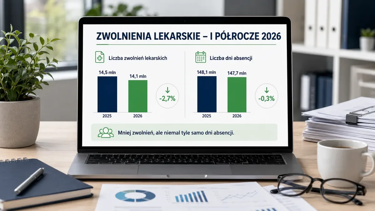 Mniej zwolnień lekarskich, ale podobna liczba dni nieobecności w pracy – dane ZUS za 2026 rok