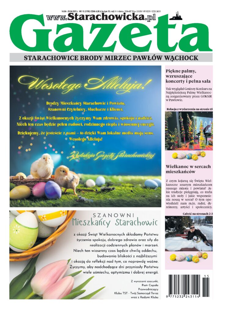 Okładka wydania: Gazeta Starachowicka nr 15 (1709) — 14–20 kwietnia 2025