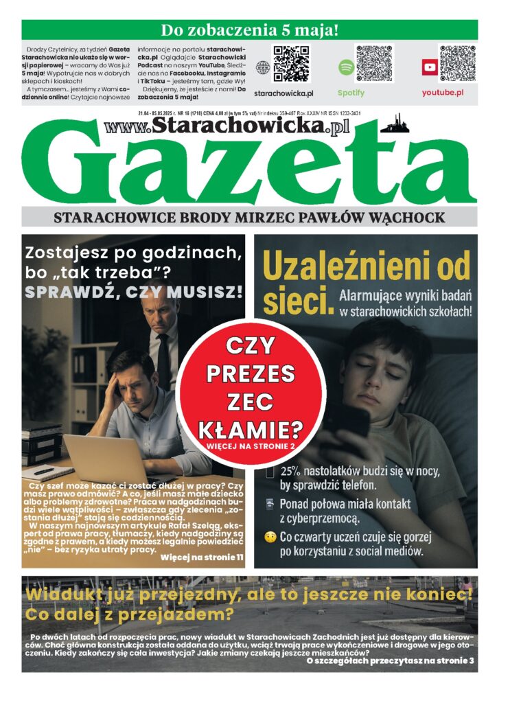 Okładka wydania: Gazeta Starachowicka nr 16 (1710) — 21 kwietnia–5 maja 2025