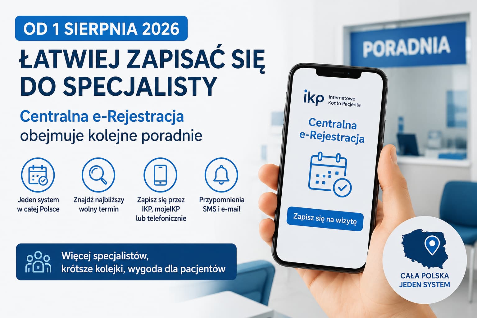 Centralna e-Rejestracja od 1 sierpnia 2026. Nowi specjaliści w systemie