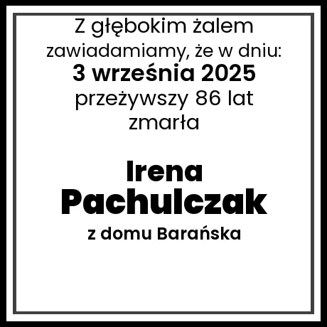 Irena Pachulczak z domu Barańska
