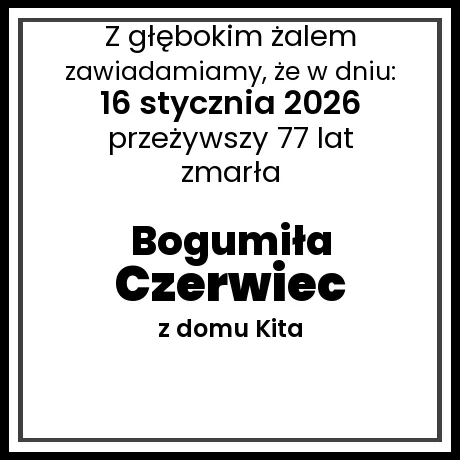 Bogumiła Czerwiec z domu Kita