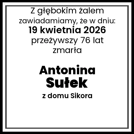 Antonina Sułek z domu Sikora