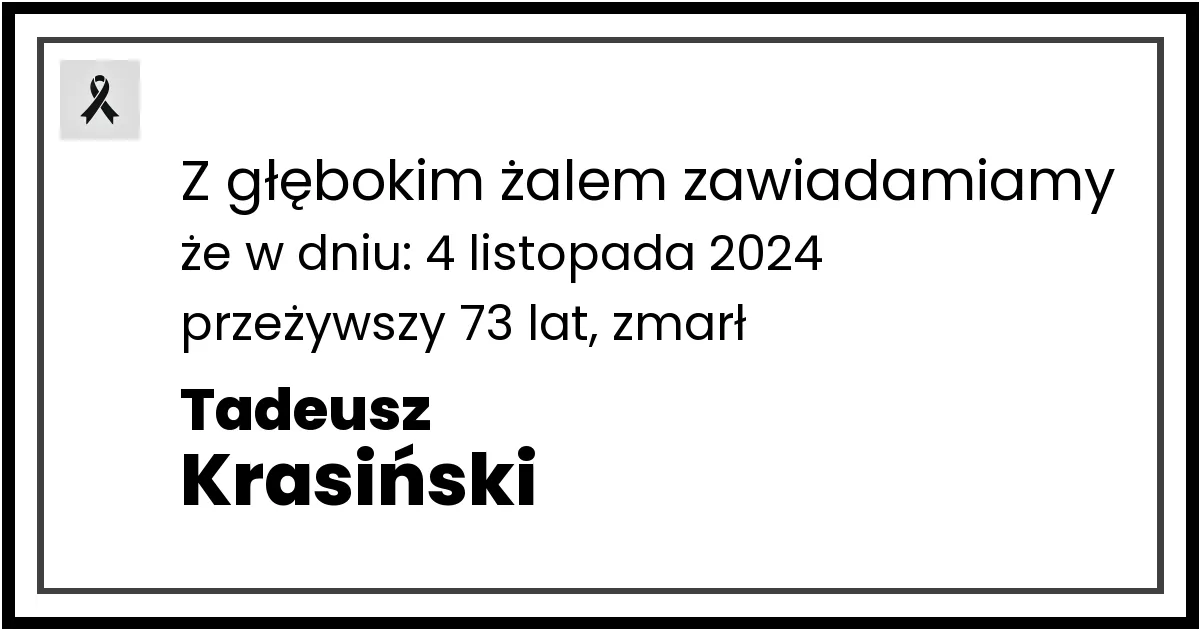 Nekrolog — Tadeusz Krasiński