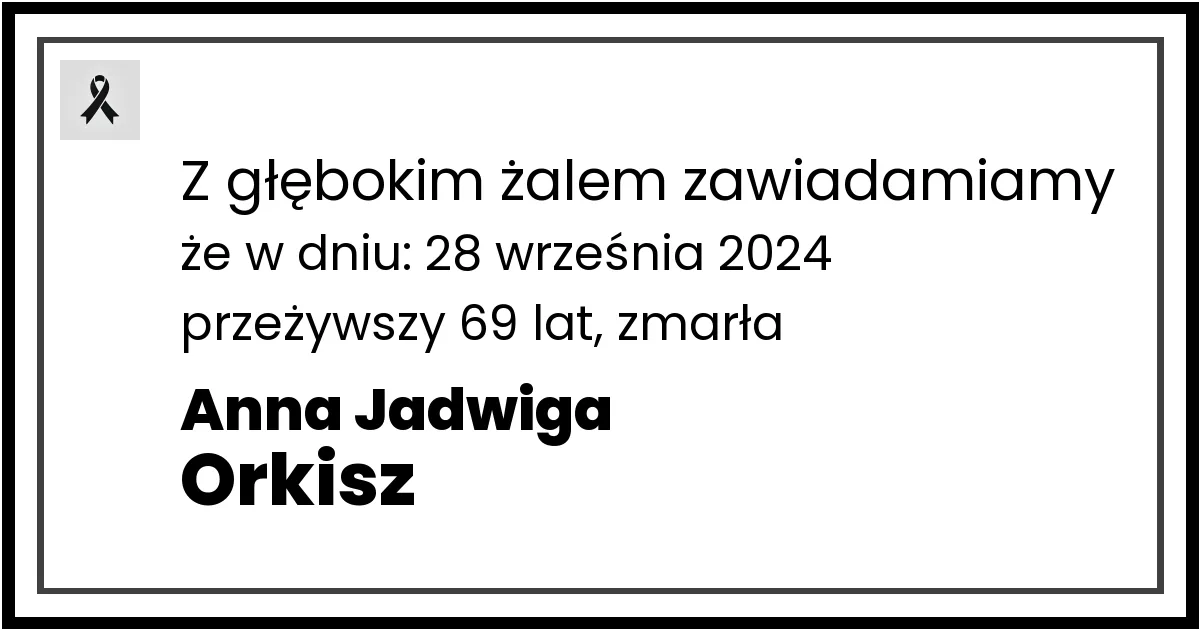 Nekrolog — Anna Jadwiga Orkisz