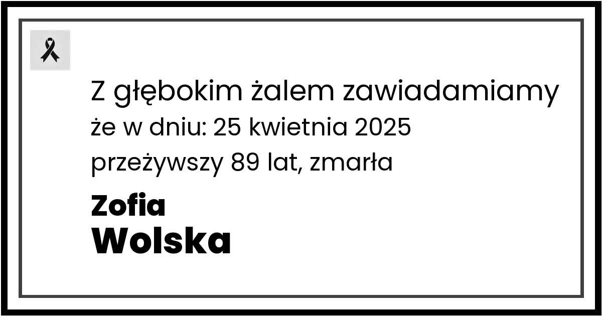 Nekrolog — Zofia Wolska