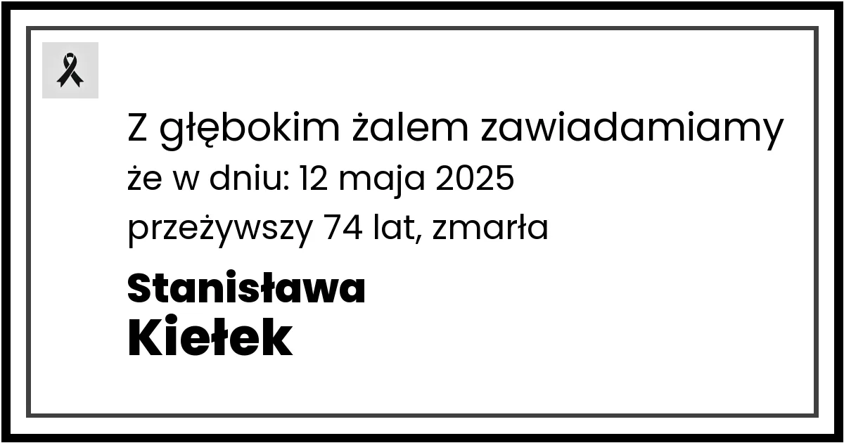 Nekrolog — Stanisława Kiełek