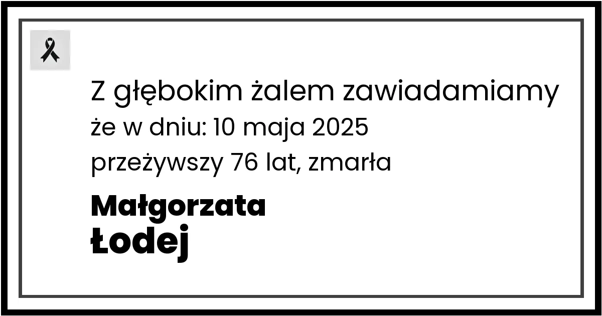 Nekrolog — Małgorzata Łodej
