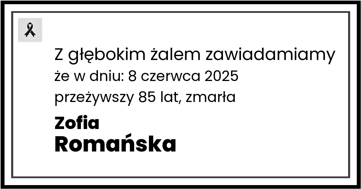 Nekrolog — Zofia Romańska