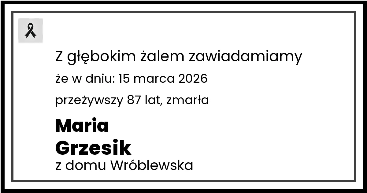 Nekrolog — Maria Grzesik z domu Wróblewska