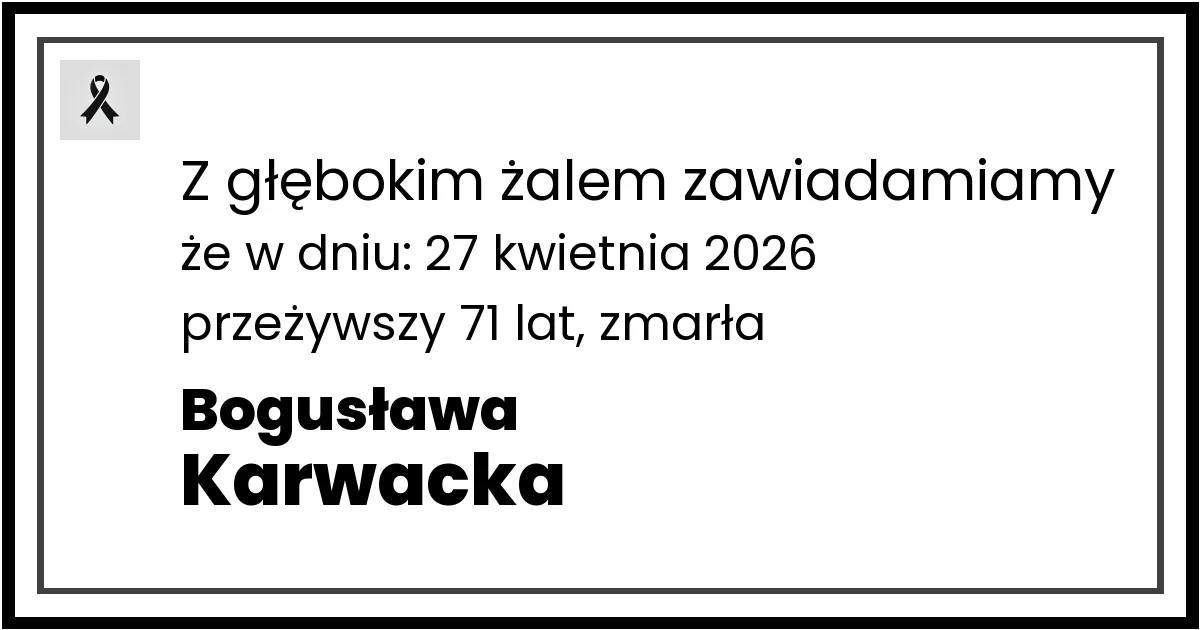 Nekrolog — Bogusława Karwacka
