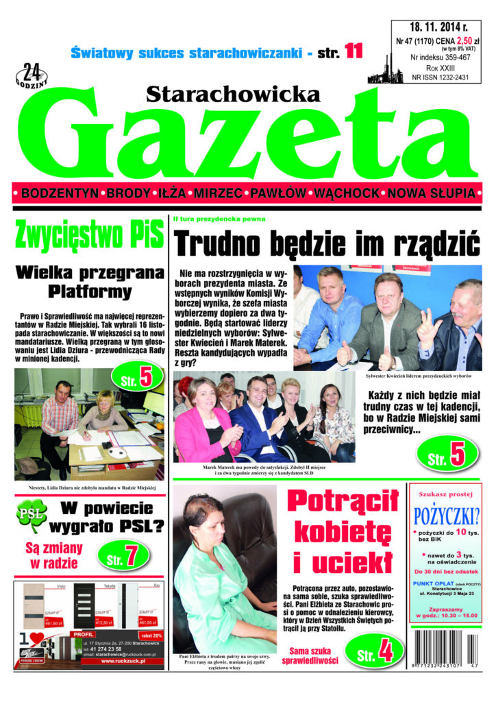 Okładka wydania: Gazeta Starachowicka, nr 47 — 18.11.2014