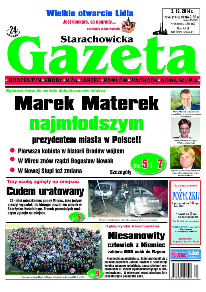 Okładka wydania: Gazeta Starachowicka, nr 49 — 2.12.2014