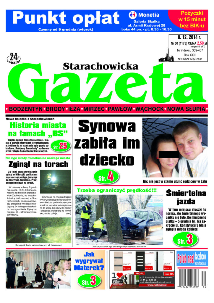Okładka wydania: Gazeta Starachowicka, nr 50 — 8.12.2014