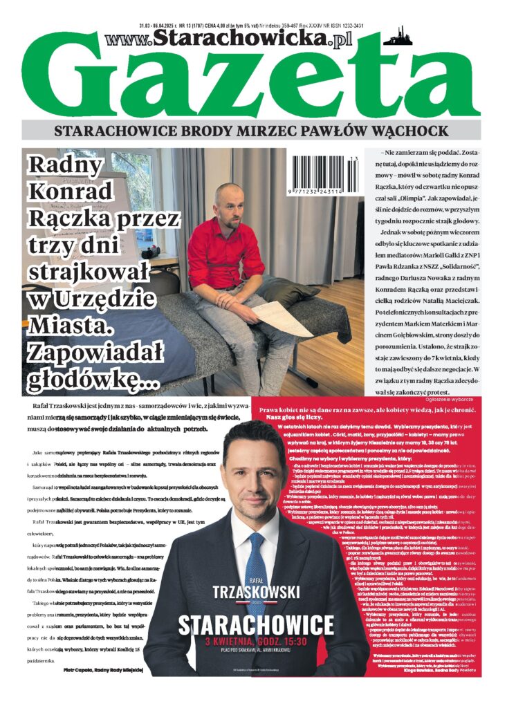 Okładka wydania: Gazeta Starachowicka nr 13 (1707) — 31 marca–6 kwietnia 2025