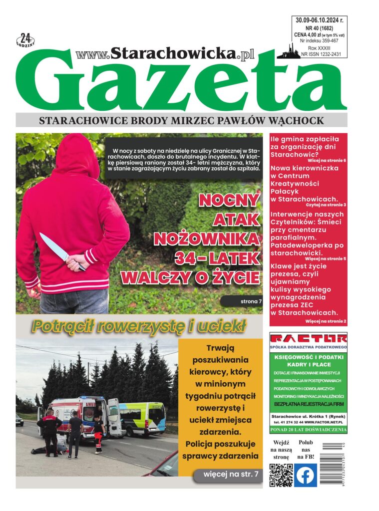 Okładka wydania: Gazeta Starachowicka, nr 40 (1682) — 30.09.2024