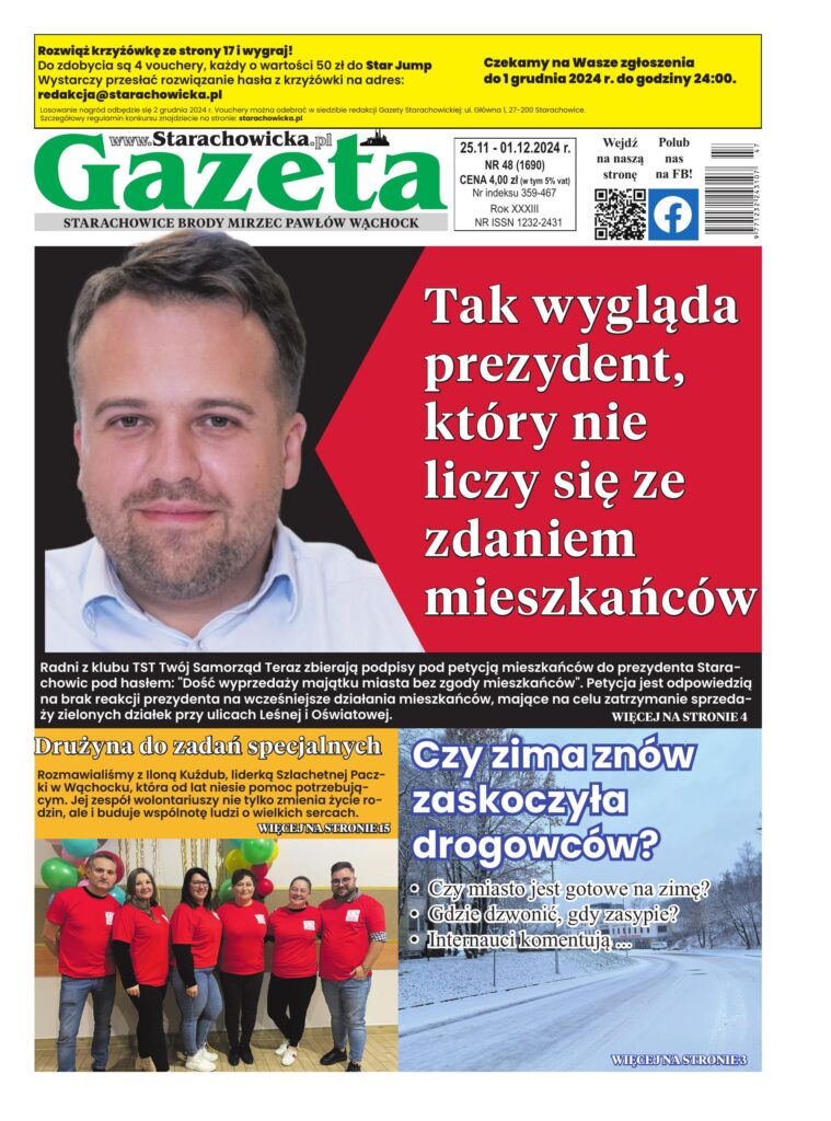 Okładka wydania: Gazeta Starachowicka, nr 48 (1690) — 25.11.2024