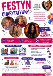 Plakat festynu charytatywnego dla Poli Wóźniak, który odbędzie się 19 września 2026 roku w Dziurowie