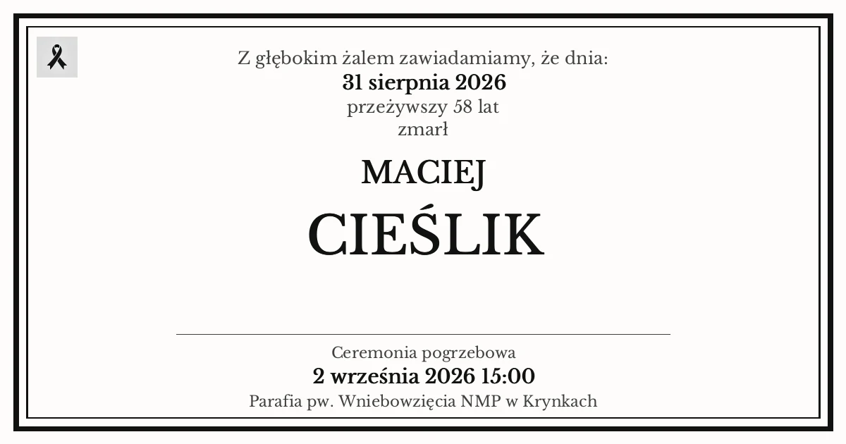 Nekrolog — Maciej Cieślik