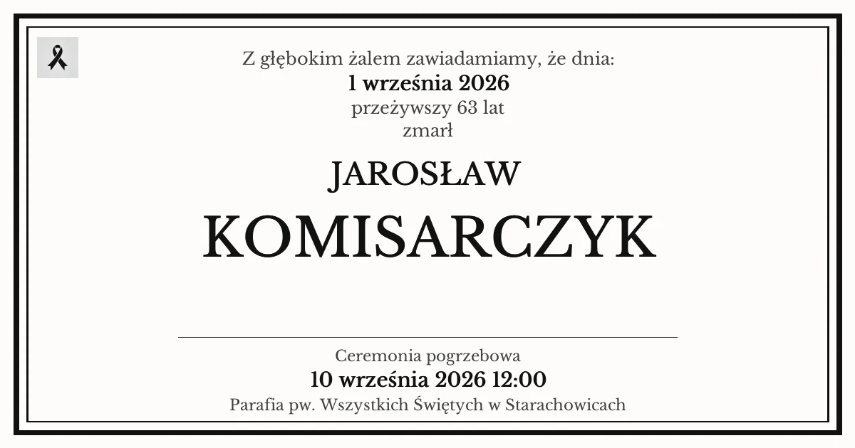 Nekrolog — Jarosław Komisarczyk