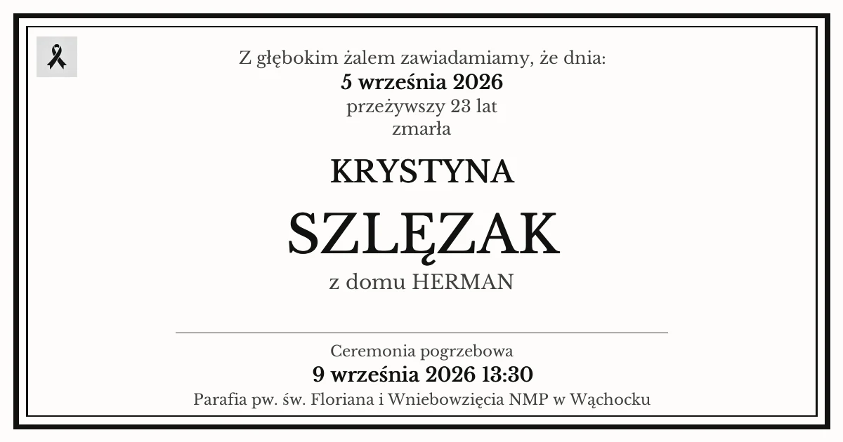 Nekrolog — Krystyna Szlęzak z domu Herman