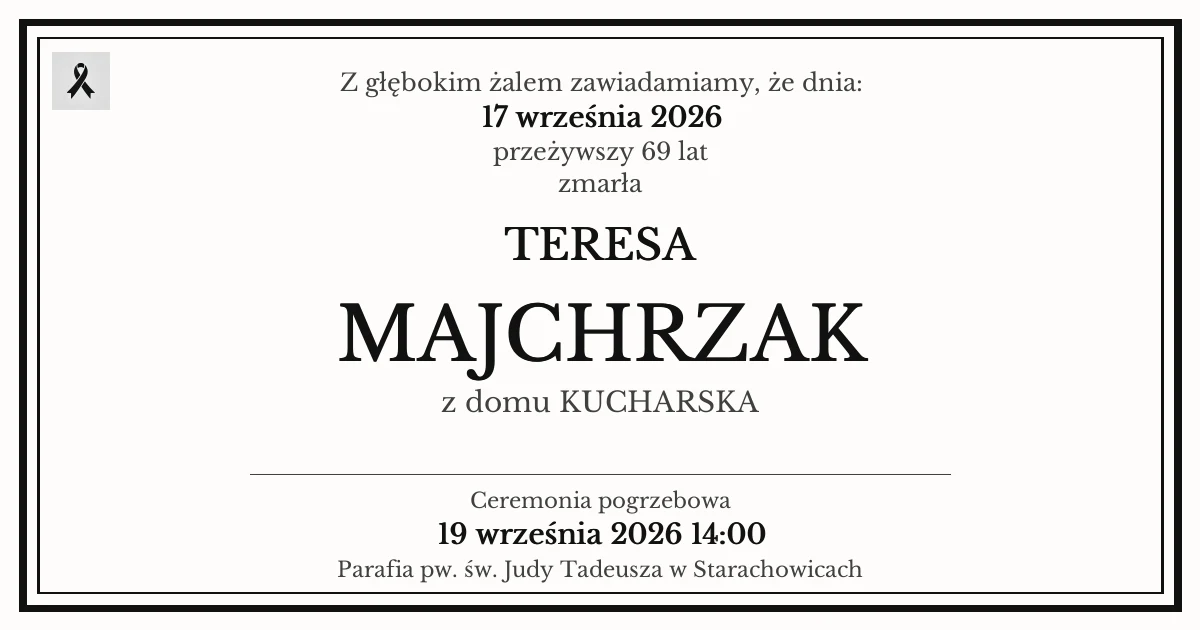 Nekrolog — Teresa Majchrzak z domu Kucharska