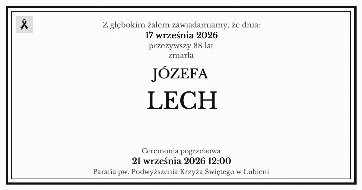 Nekrolog — Józefa Lech