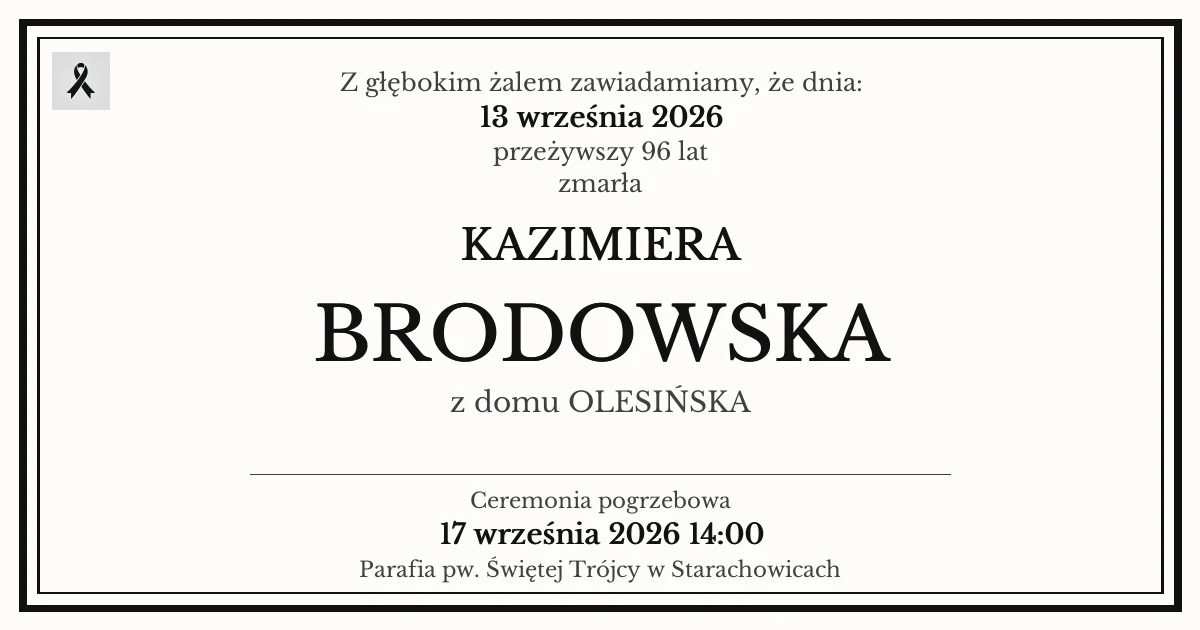 Nekrolog — Kazimiera Brodowska z domu Olesińska