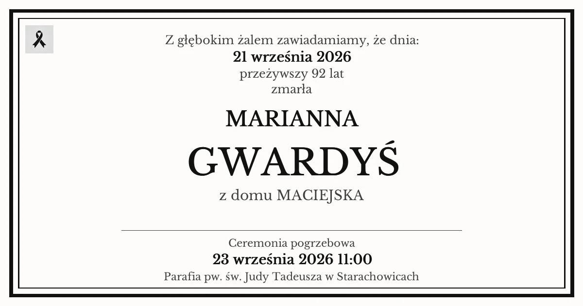 Nekrolog — Marianna Gwardyś z domu Maciejska