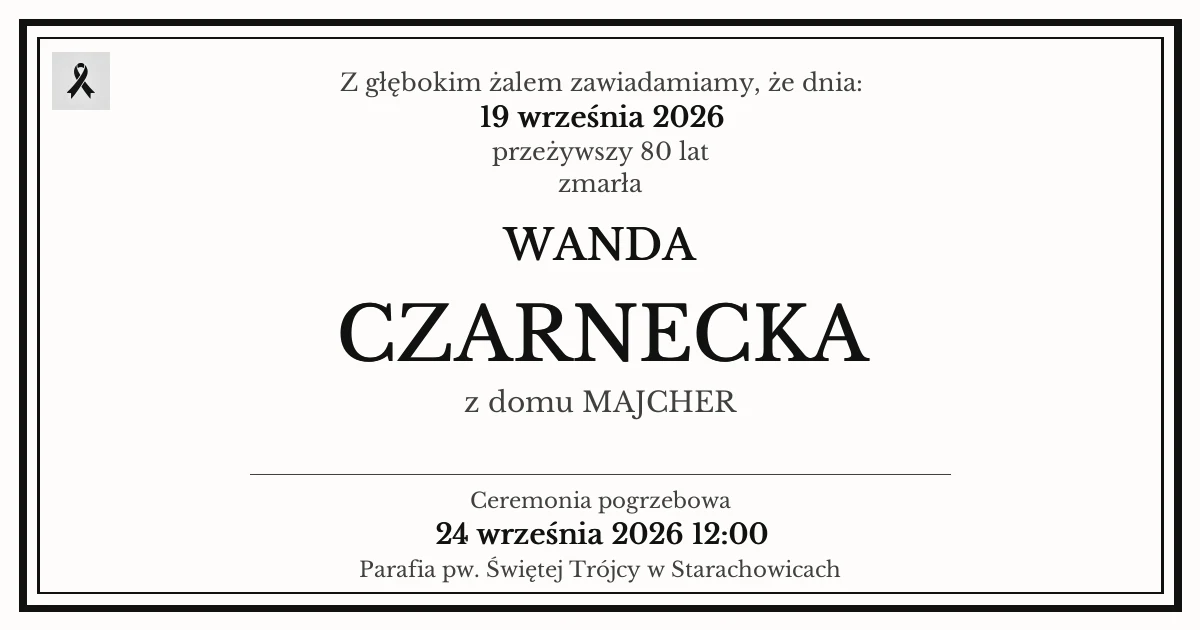 Nekrolog — WANDA CZARNECKA z domu MAJCHER