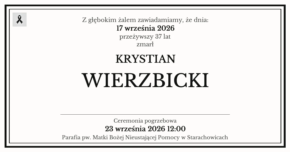 Nekrolog — Krystian Wierzbicki
