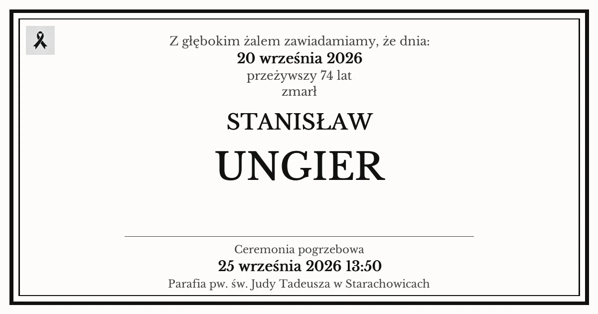 Nekrolog — Stanisław Ungier