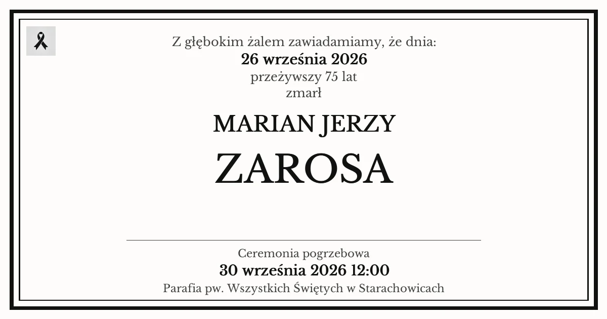 Nekrolog — Marian Jerzy Zarosa