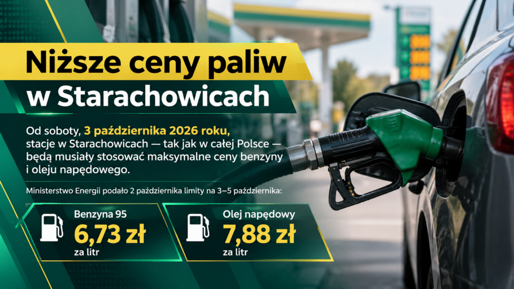 Niższe ceny paliw w Starachowicach — limity na 3–5 października 2026 roku