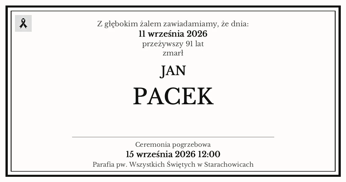 Nekrolog — Jan Pacek