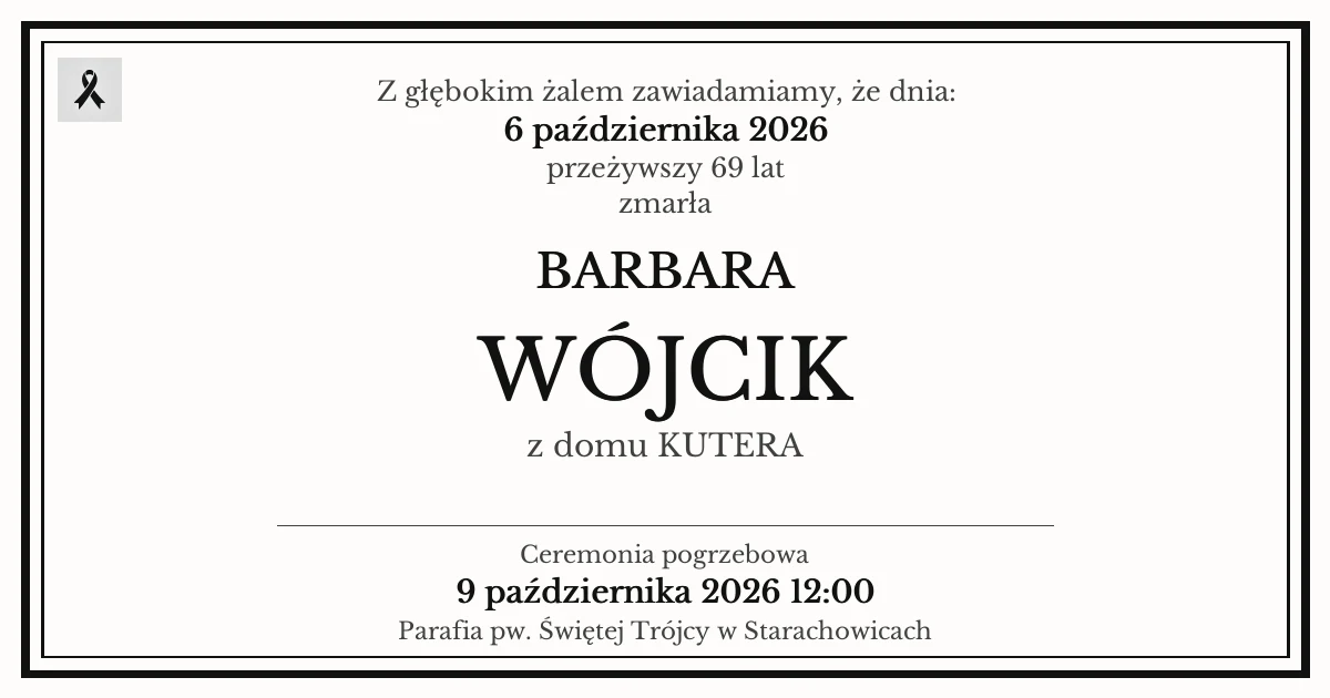 Nekrolog — Barbara Wójcik z domu Kutera