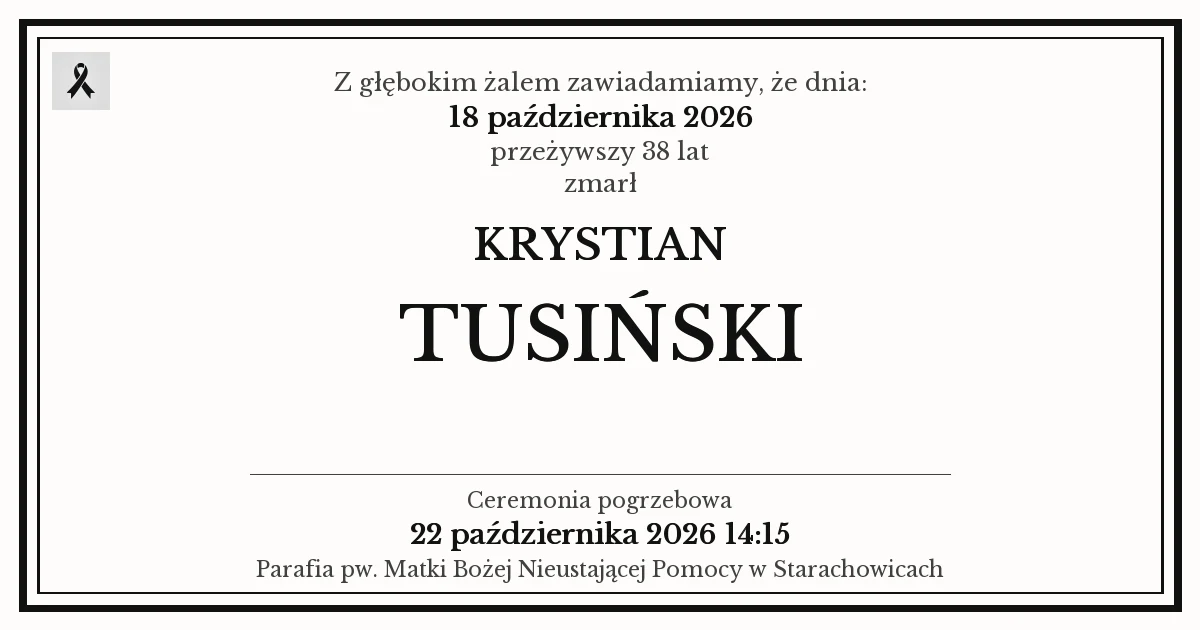 Nekrolog — Krystian Tusiński