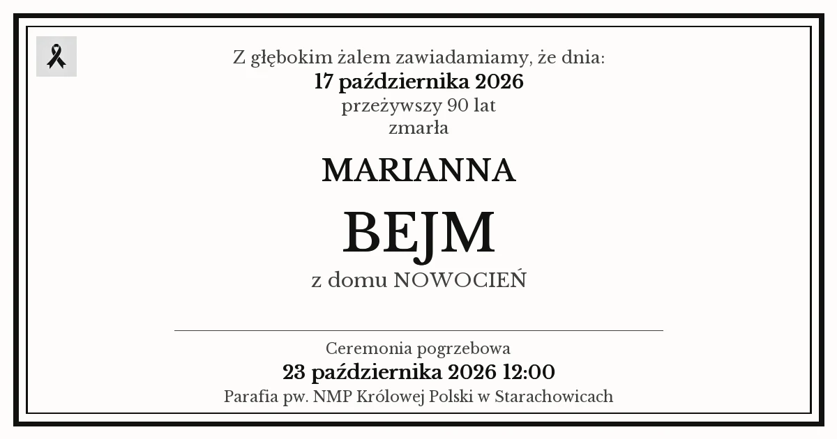 Nekrolog — Marianna Bejm z domu Nowocień