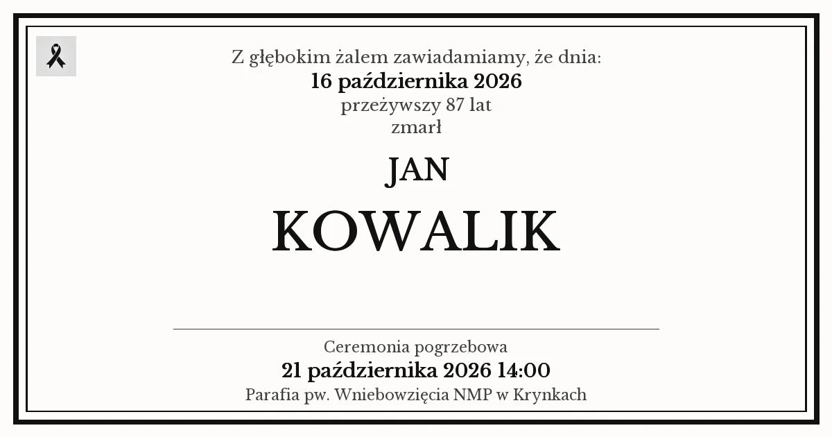 Nekrolog — Jan Kowalik