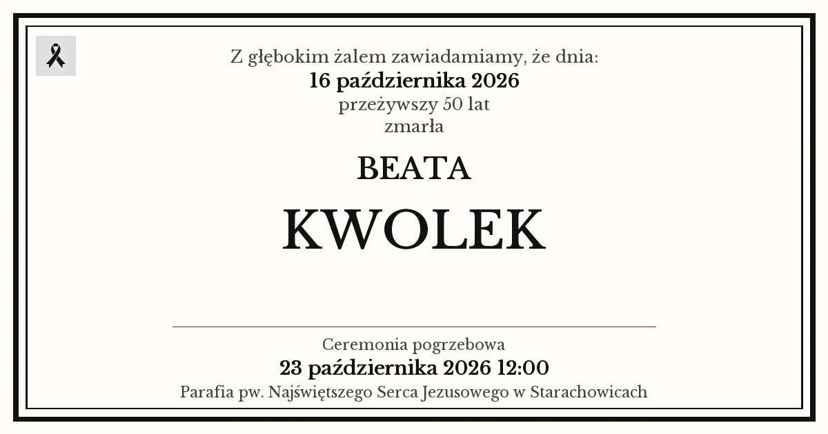 Nekrolog — Beata Kwolek