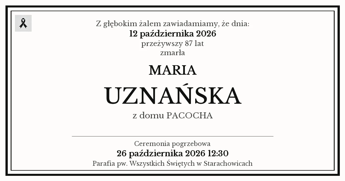Nekrolog — Maria Uznańska z domu Pacocha